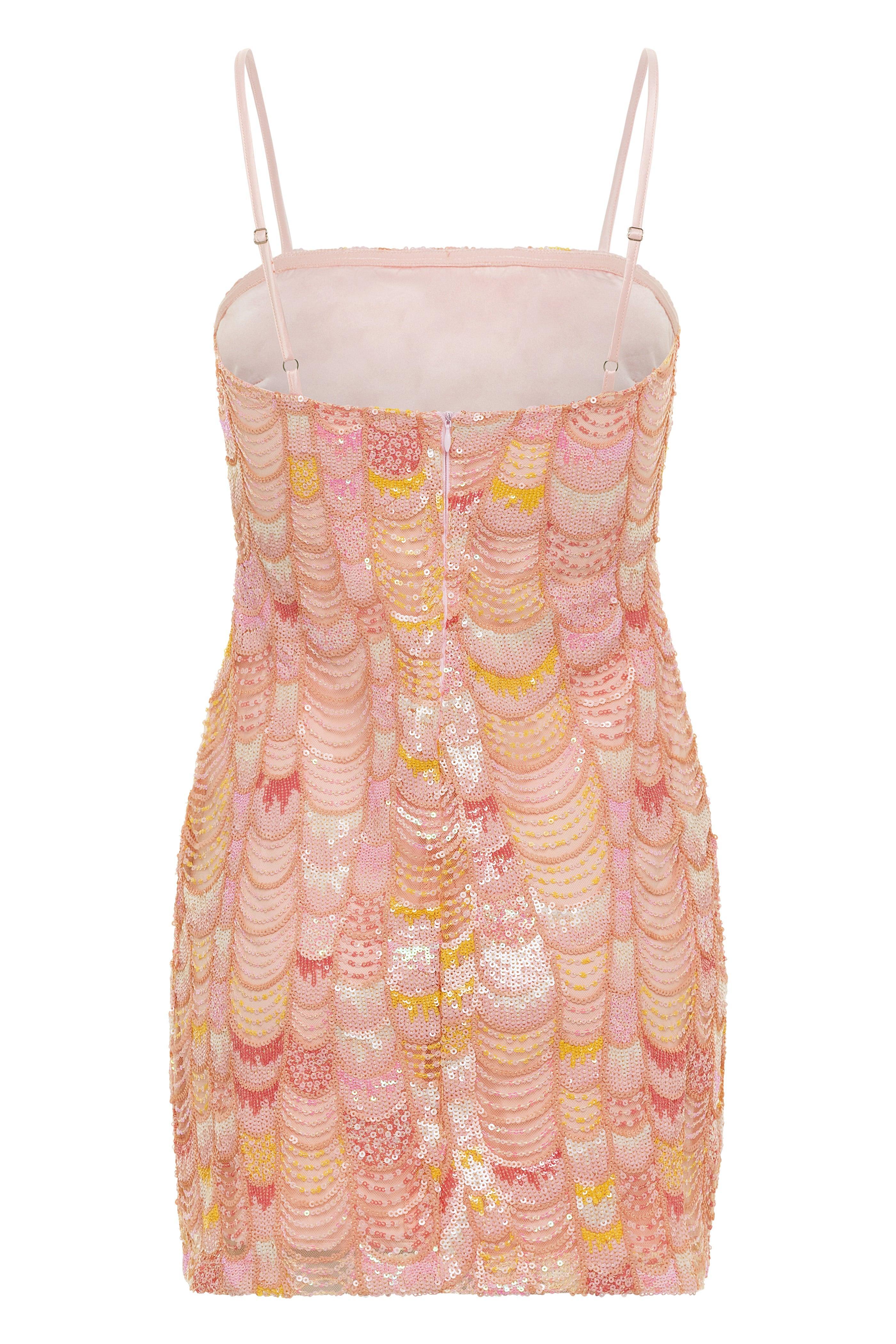 Emmy Pink Mermaid Mini Dress Product Image