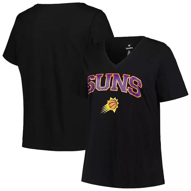 Womens Profile Black Phoenix Suns Plus Size Arch Over Logo V-Neck T-Shirt Product Image