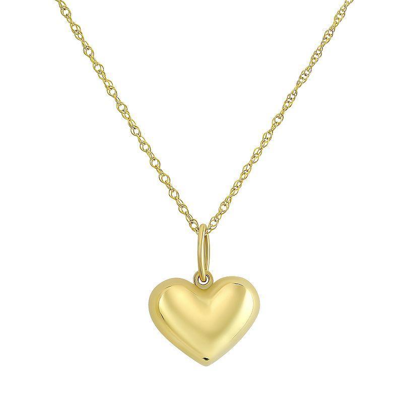 Taylor Grace 10k Gold Puffed Heart Pendant Necklace, Womens Product Image