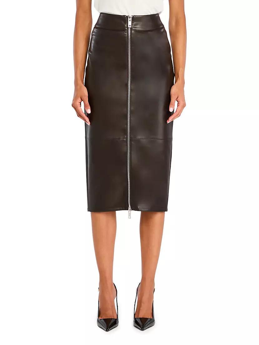 Womens Millicent Leather High Rise Midi Skirt Product Image