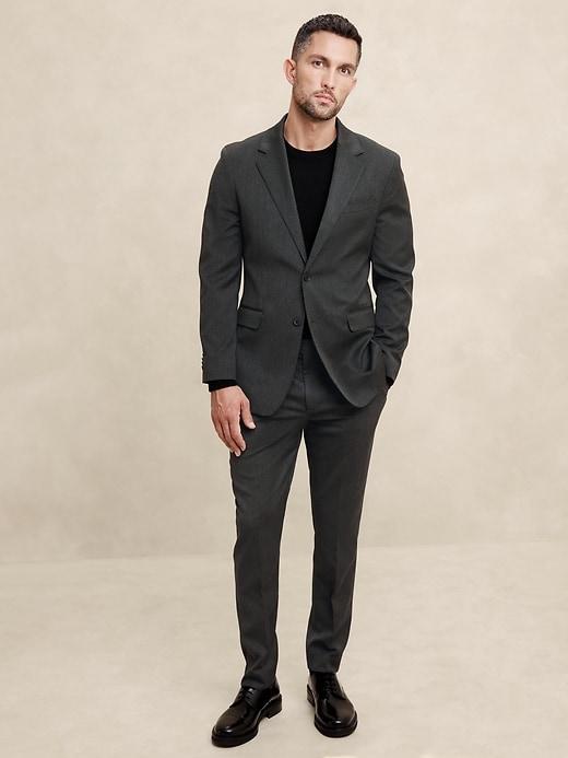 Tailored-Fit Charcoal Twill Suit Jacket Product Image