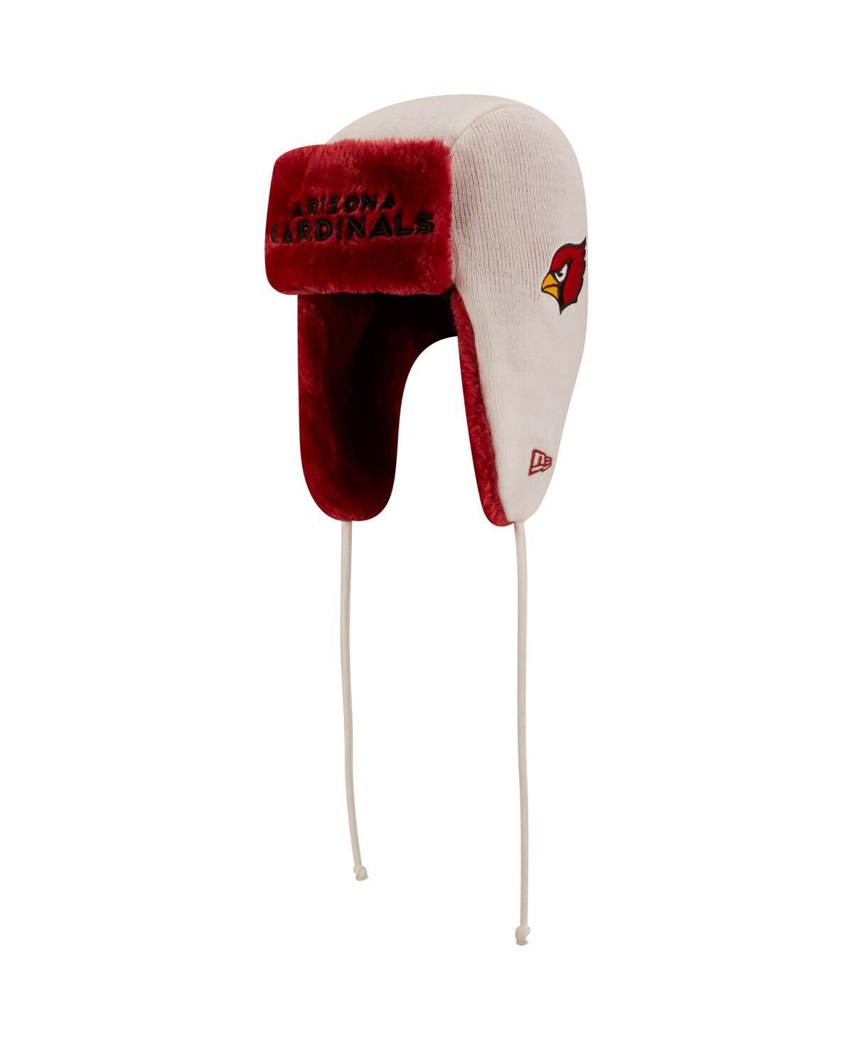 Mens New Era White Arizona Cardinals Helmet Head Trapper Knit Hat Product Image