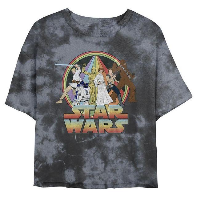 Juniors Star Wars: Rainbow Group Shot Vintage Poster Wash Graphic Crop Tee, Girls Product Image