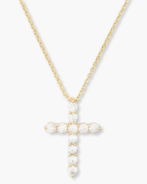 "Oh She Fancy" Cross Pendant 18" - Silver|White Diamondettes Product Image