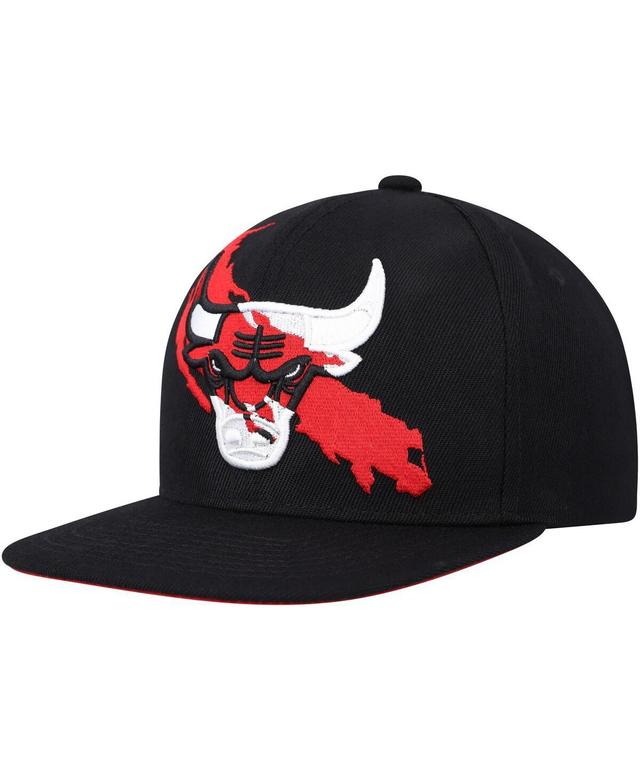 Mens Mitchell & Ness Black Chicago Bulls Paint By Numbers Snapback Hat Product Image