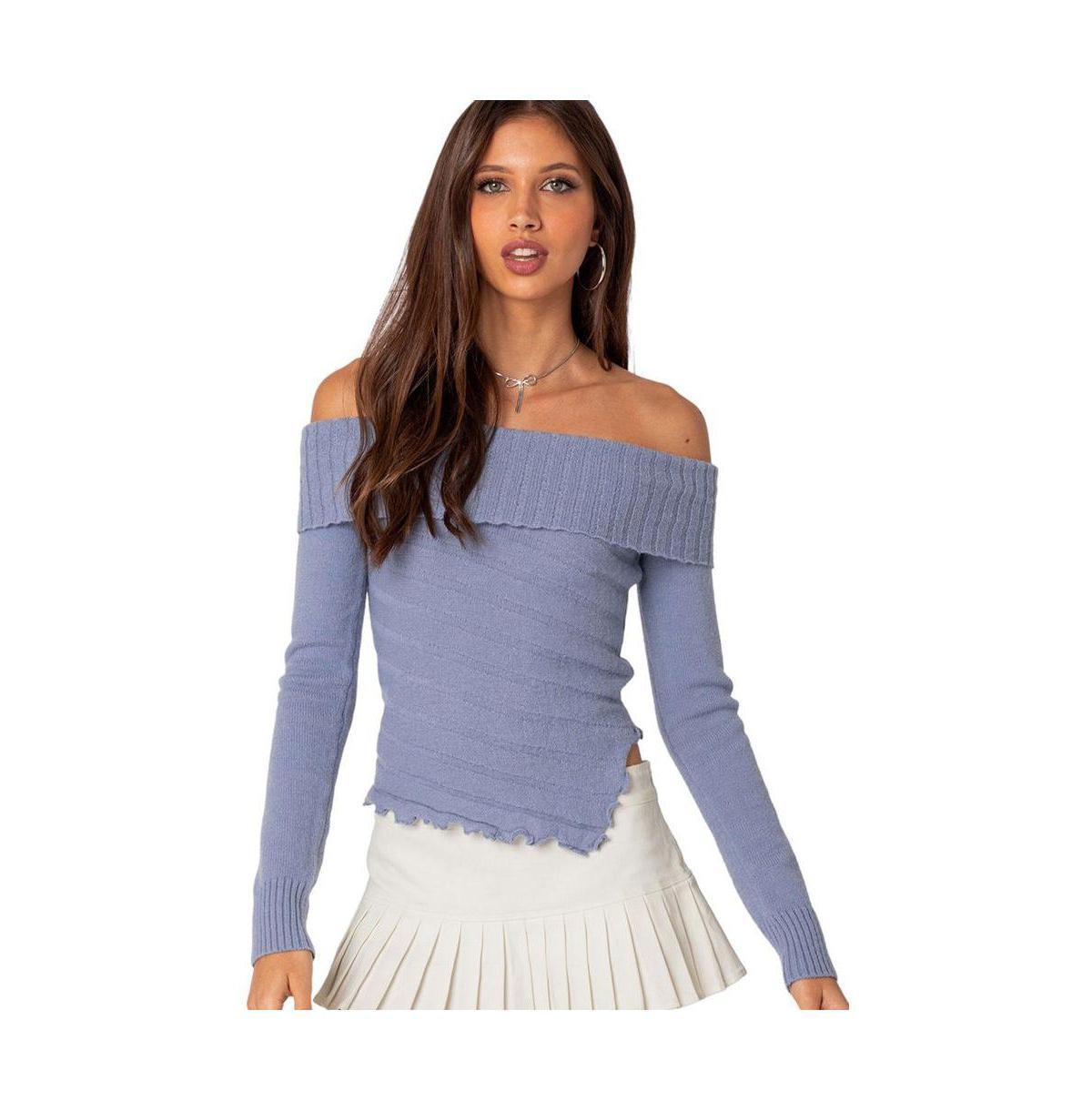 Womens Sonya fold over knit sweater top Product Image