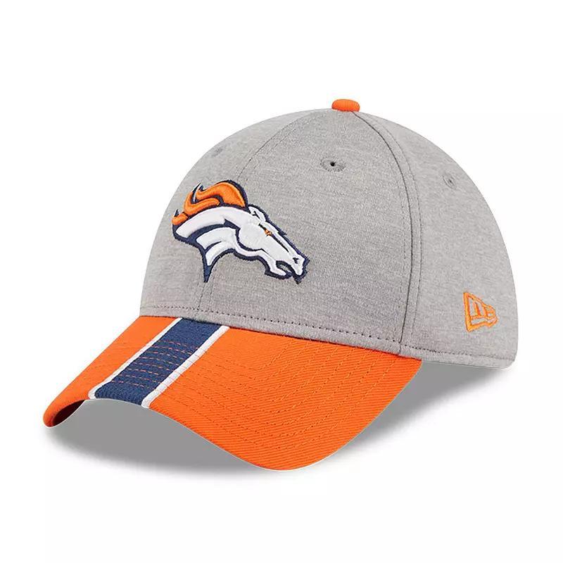 Mens New Era Heather Gray/Orange Denver Broncos Striped 39THIRTY Flex Hat Product Image