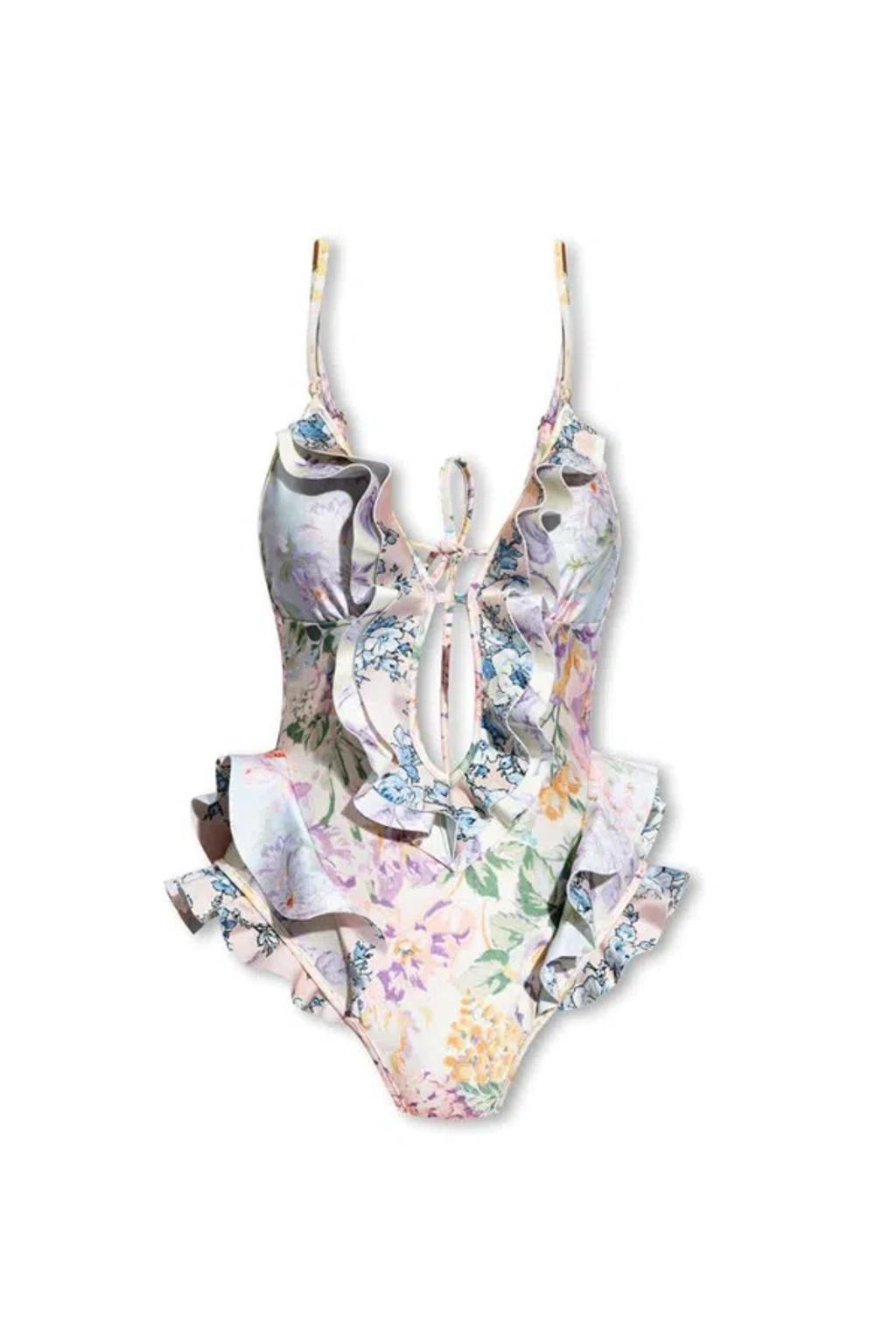 Floral Printed One Piece Swimsuit In Multicolor Product Image