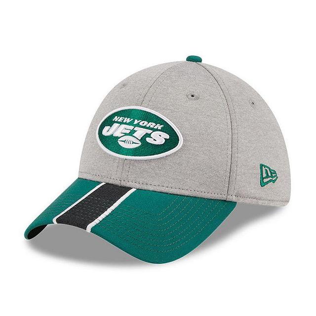 Mens New Era Heather Gray/Green New York Jets Striped 39THIRTY Flex Hat Product Image