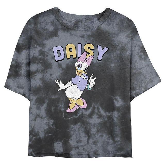 Juniors Disney Mickey Mouse & Friends Daisy Duck Simple Portrait Wash Crop Tee, Girls Black Grey Product Image