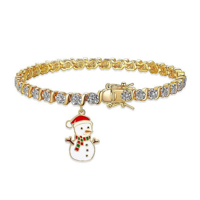 Sarafina Diamond Accent Snowman Charm Bracelet, Womens Gold Tone Product Image