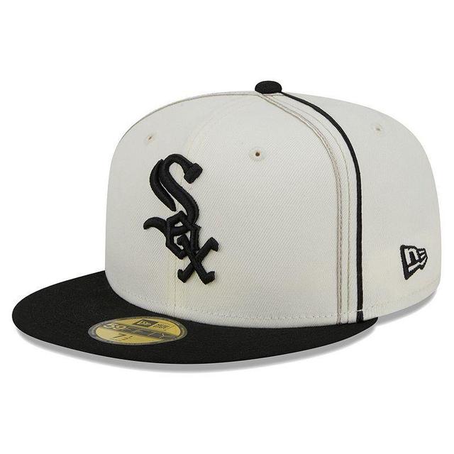 Mens New Era Cream/Black Chicago White Sox Chrome Sutash 59FIFTY Fitted Hat Product Image