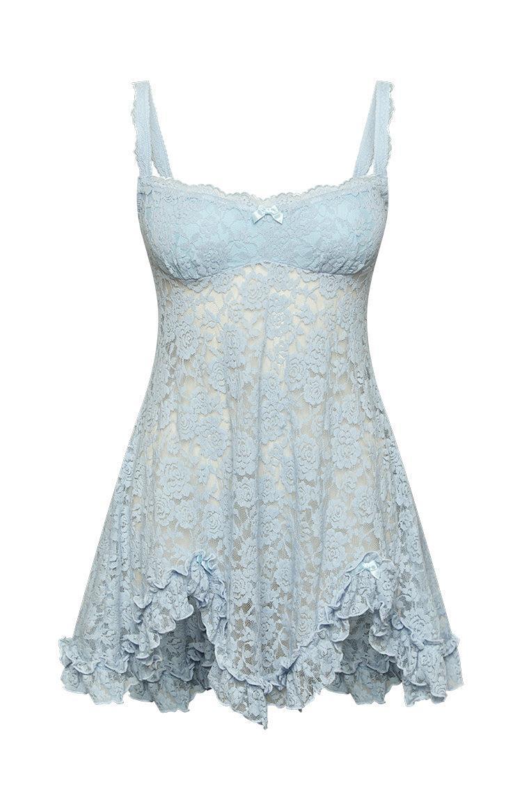 All Mine Blue Lace Mini Dress Product Image