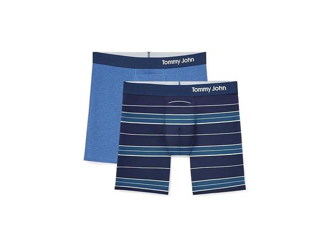 Tommy John 6 Boxer Brief (Blue Heather/Medieval Blue Court Stripe) Men's Underwear Product Image