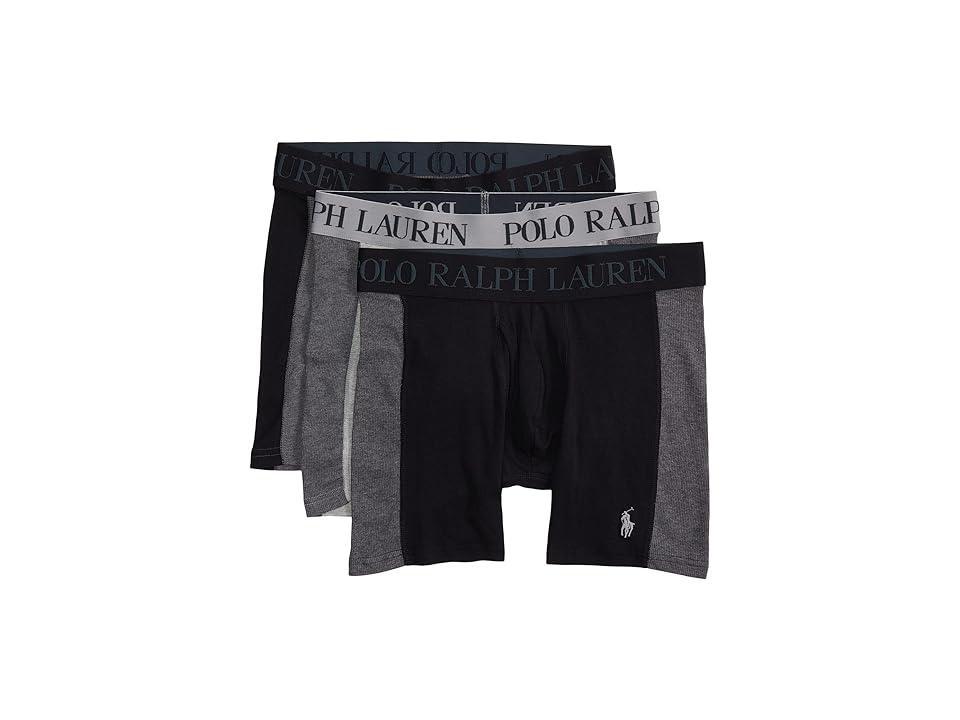 Polo Ralph Lauren 4-D Flex Max Flex Boxer Brief w/ Rib Side Panel 3 Pack (Charcoal Heather/Andover Heather/Polo ) Men's Underwear Product Image