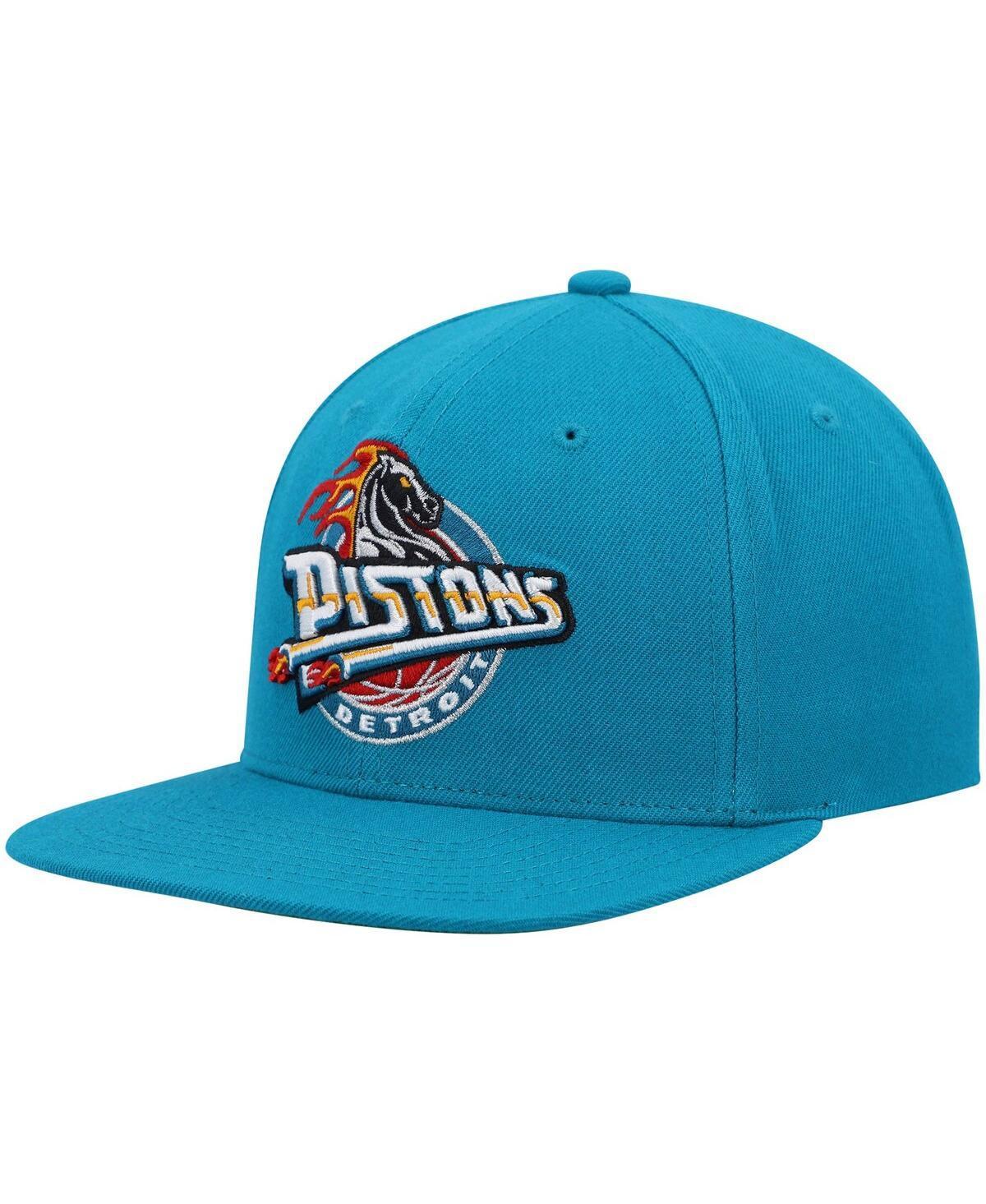 Mens Mitchell & Ness Teal Detroit Pistons Hardwood Classics Team Ground 2.0 Snapback Hat Product Image