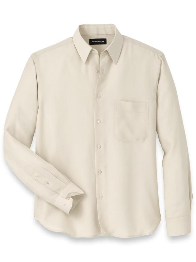 Lyocell Solid Casual Shirt - Ivory Product Image