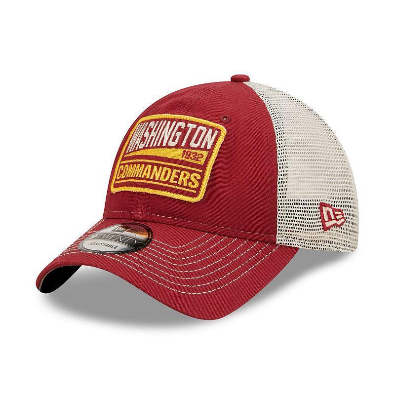 Mens New Era Burgundy/Natural Washington Commanders Devoted Trucker 9TWENTY Snapback Hat Product Image