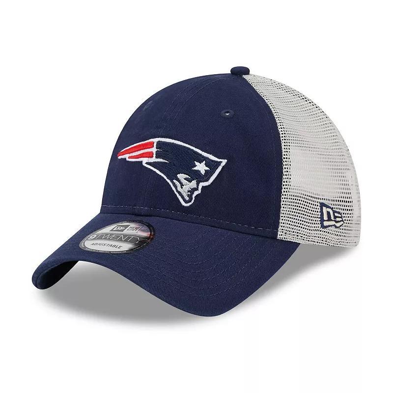 Mens New Era /Natural New England Patriots Loyal 9TWENTY Trucker Snapback Hat, Blue Product Image