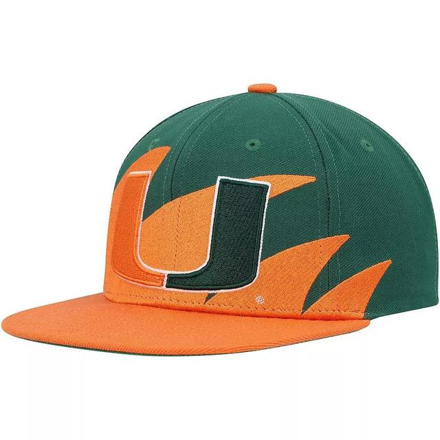 Mens Mitchell & Ness /Green Miami Hurricanes Sharktooth Snapback Hat Product Image