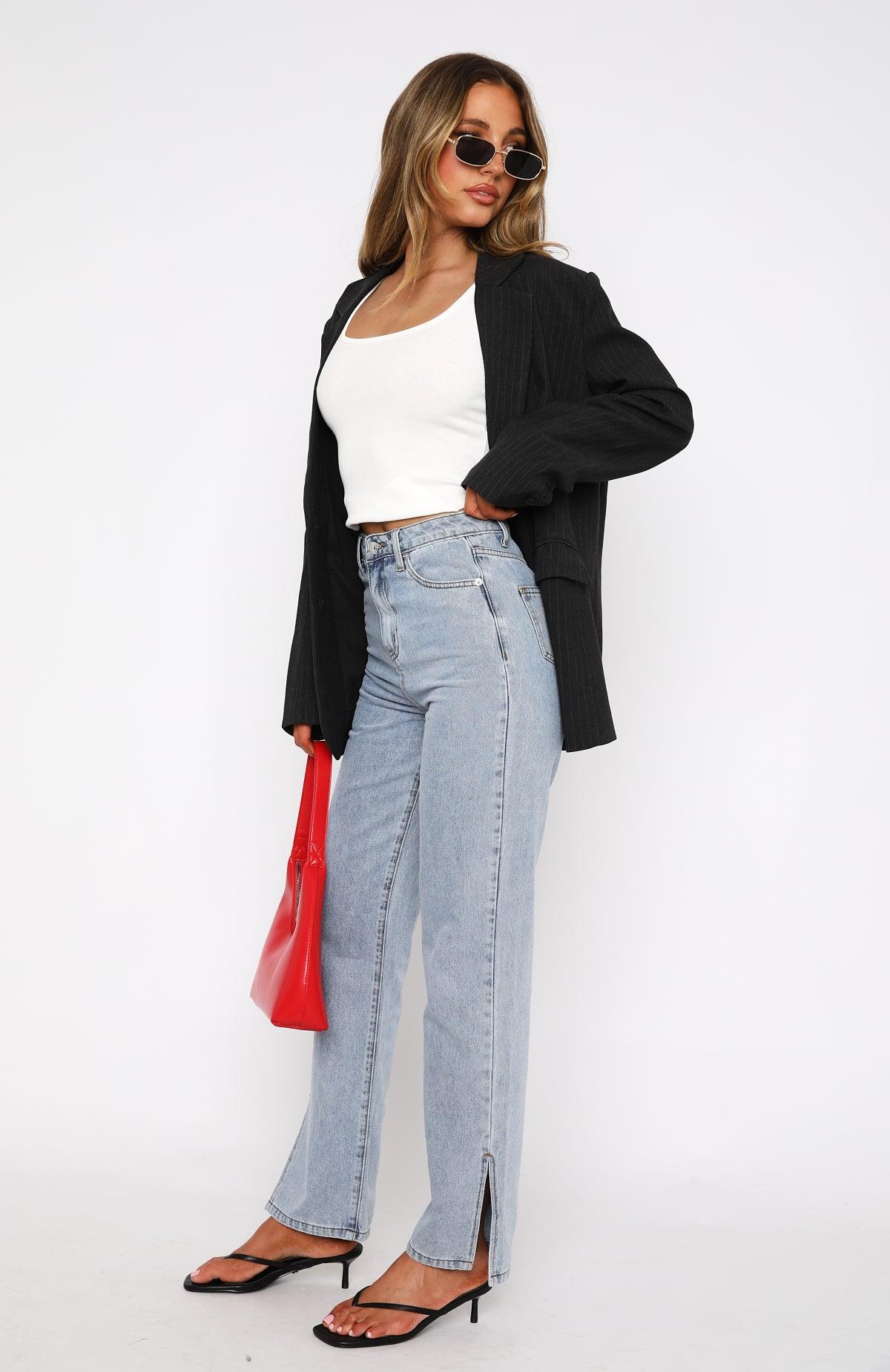 Margot High Rise Straight Leg Jeans Light Blue Product Image