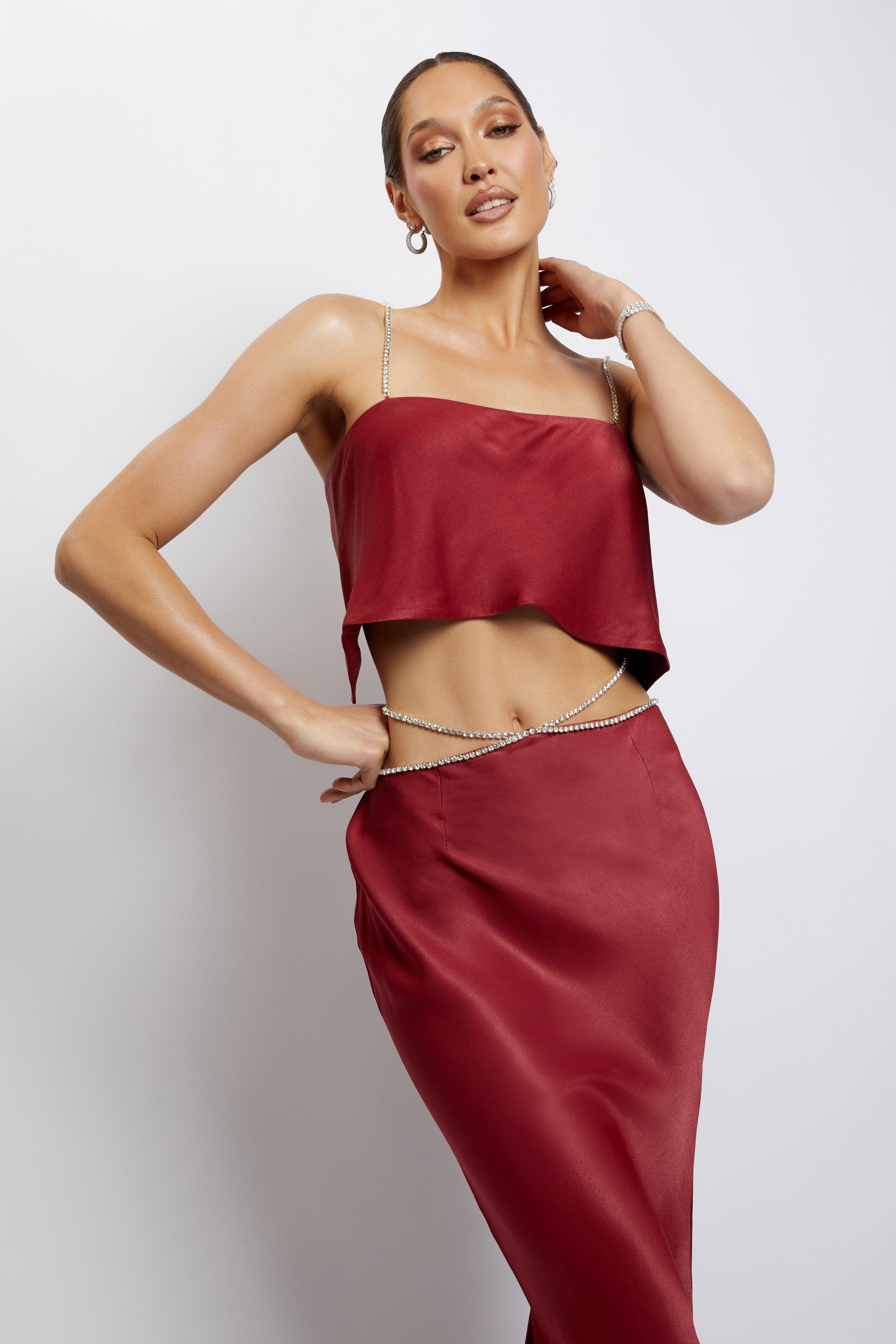 Dayana Diamante Maxi Skirt - Wine Product Image