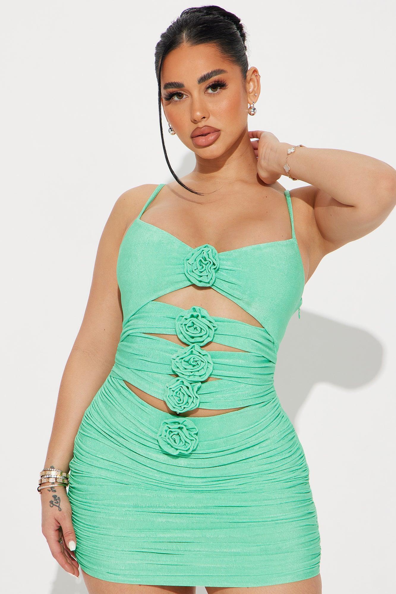 Sasha Slinky Mini Dress - Mint Product Image