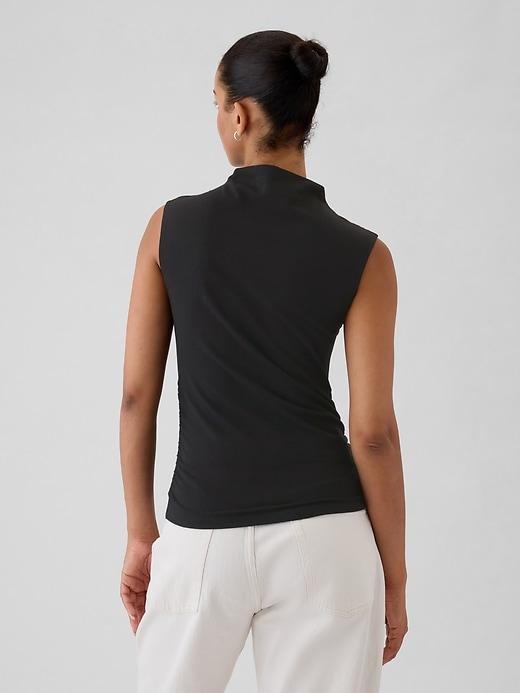 Modern Funnel-Neck Ruched Tank Top Product Image