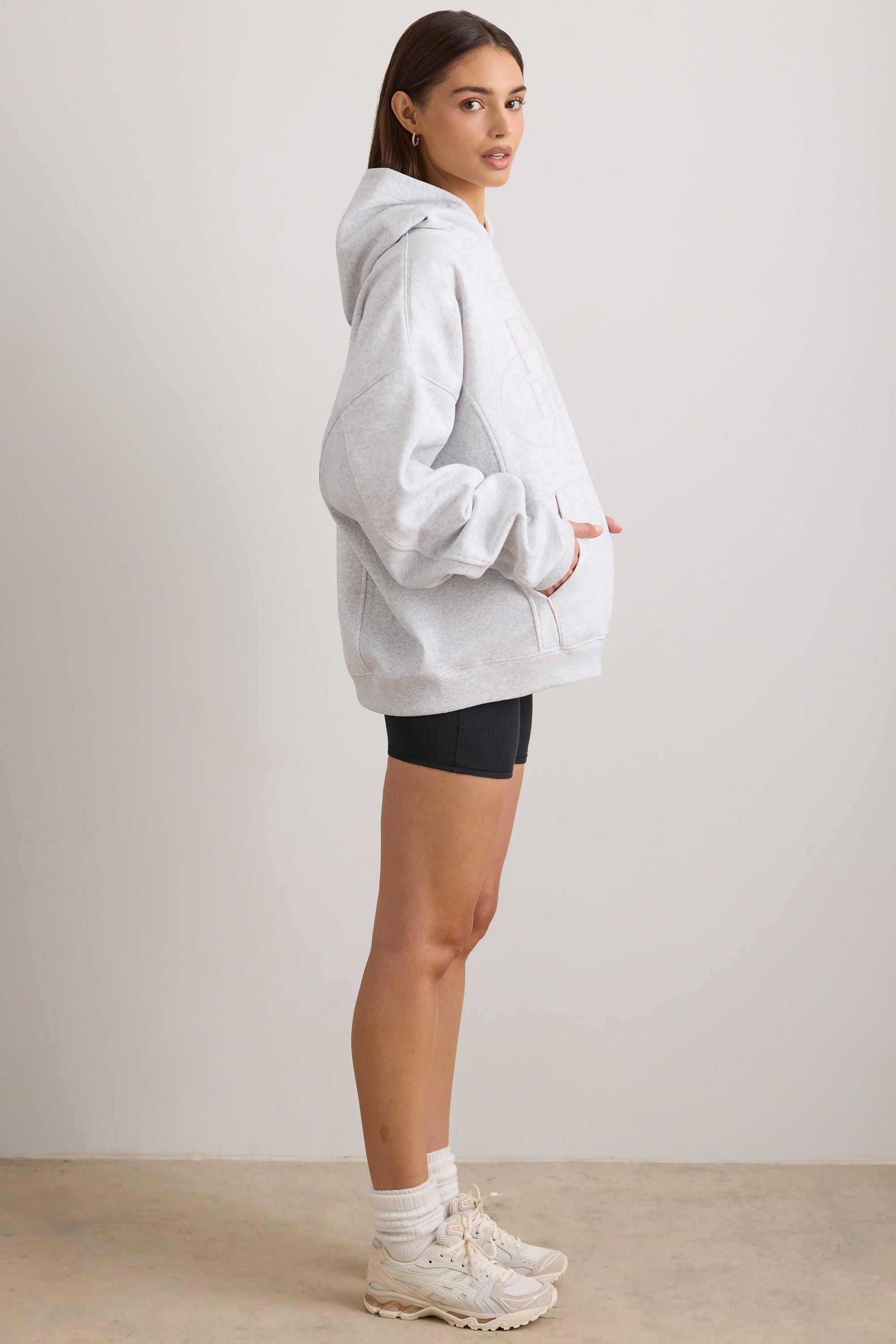 Oversized Hooded Sweatshirt in Light Grey Melange Female Product Image