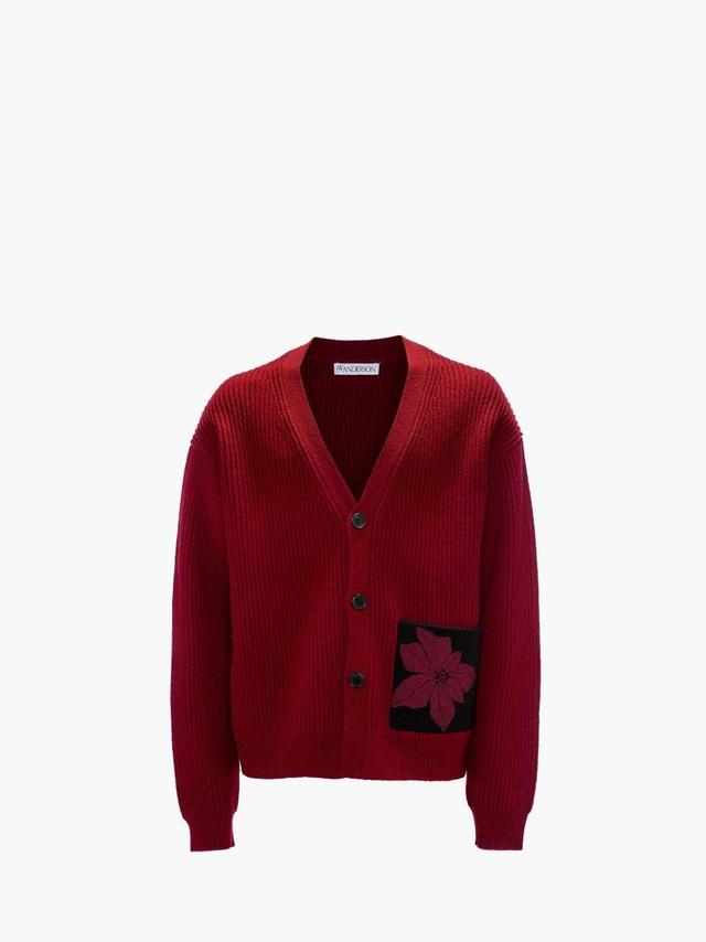 CARDIGAN WITH PATCH POCKET in red | JW Anderson US  Product Image