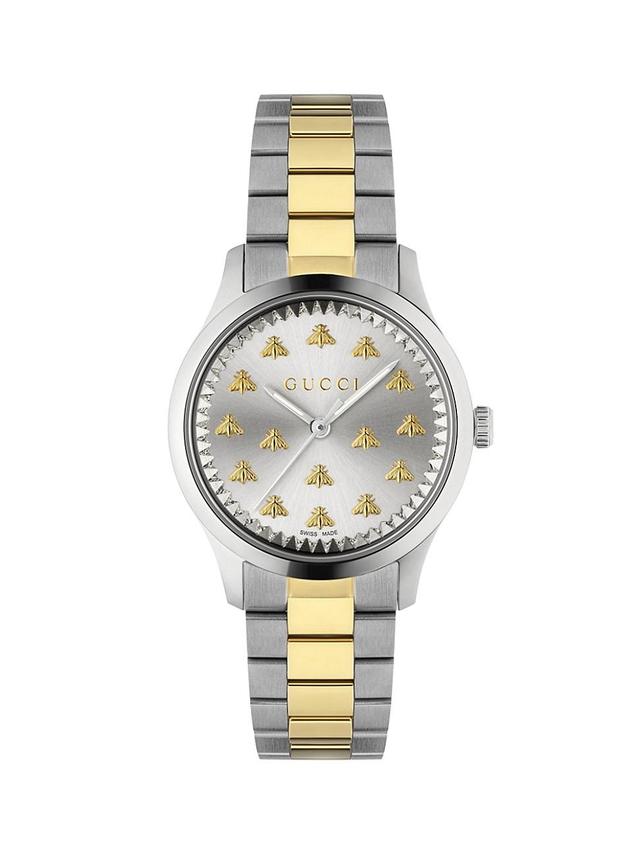 Womens G Timeless Multibee 18K Yellow Gold & Stainless Steel Bracelet Watch Product Image