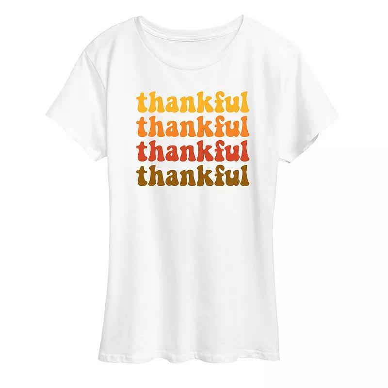 Juniors Thankful Stacked Graphic Tee, Girls White Product Image