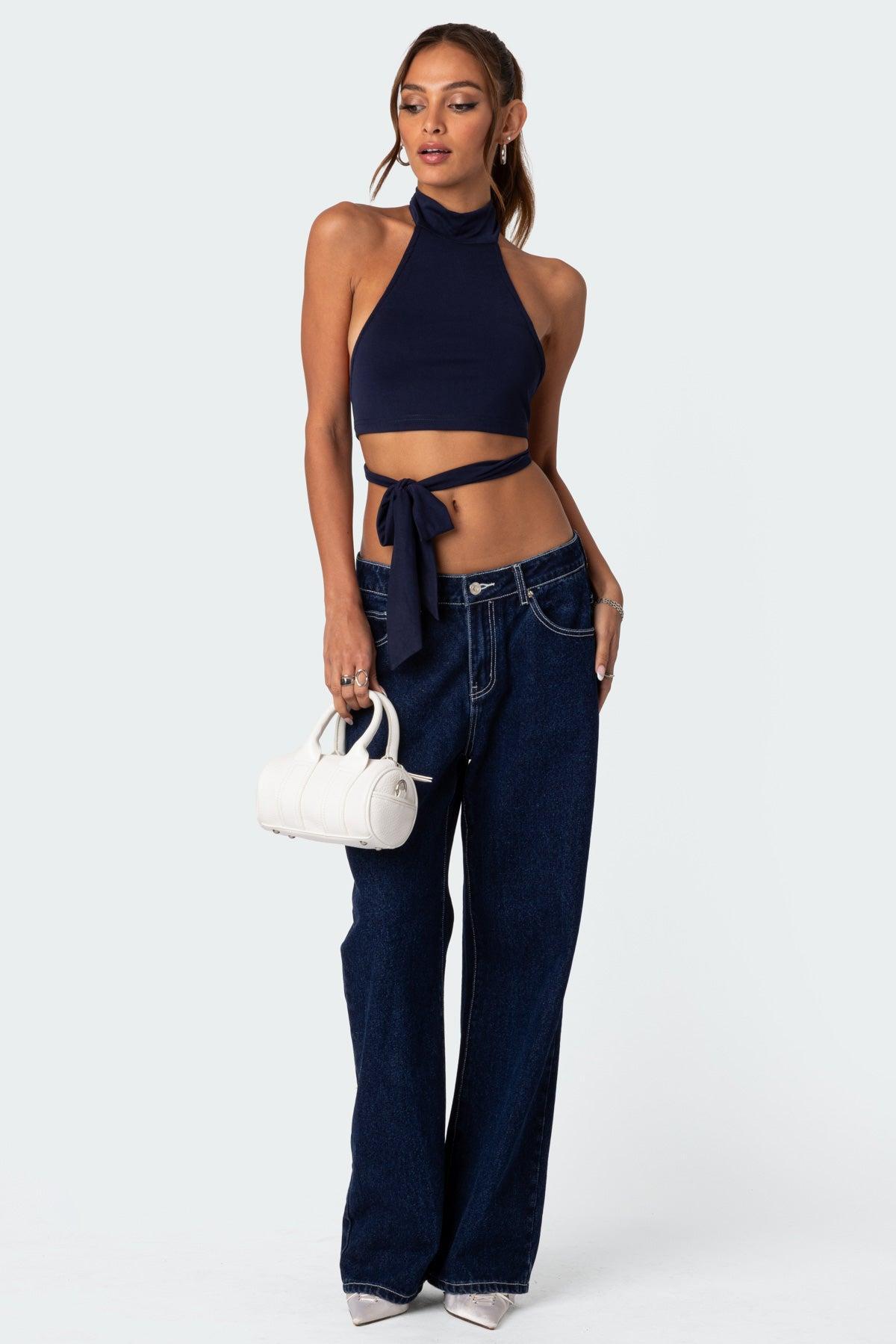 Hamlin Wrap Tie Crop Top Product Image