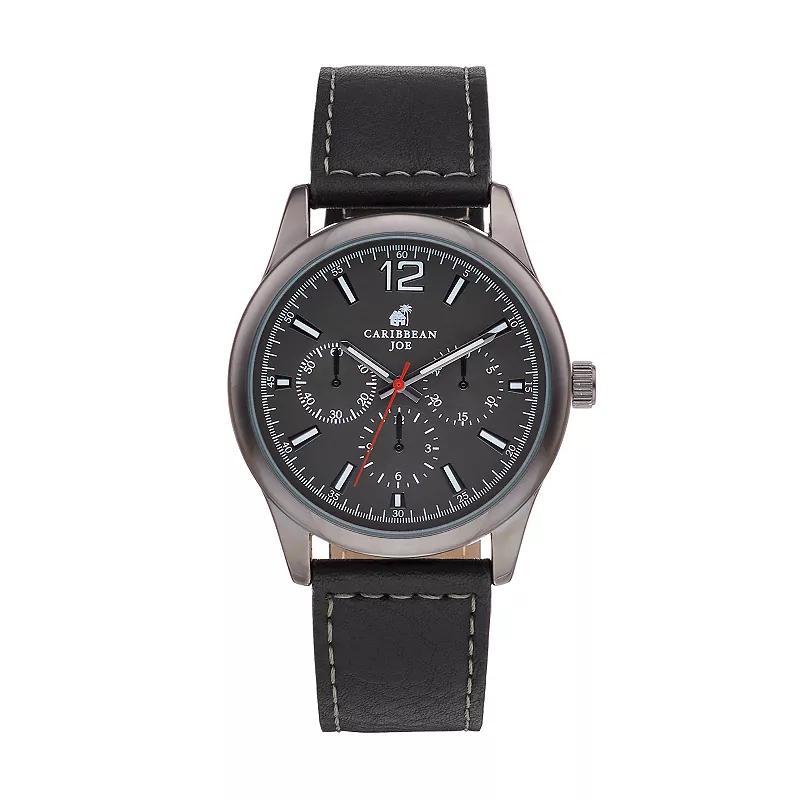 Caribbean Joe Mens Gunmetal Black Dial Smooth Strap Watch Product Image