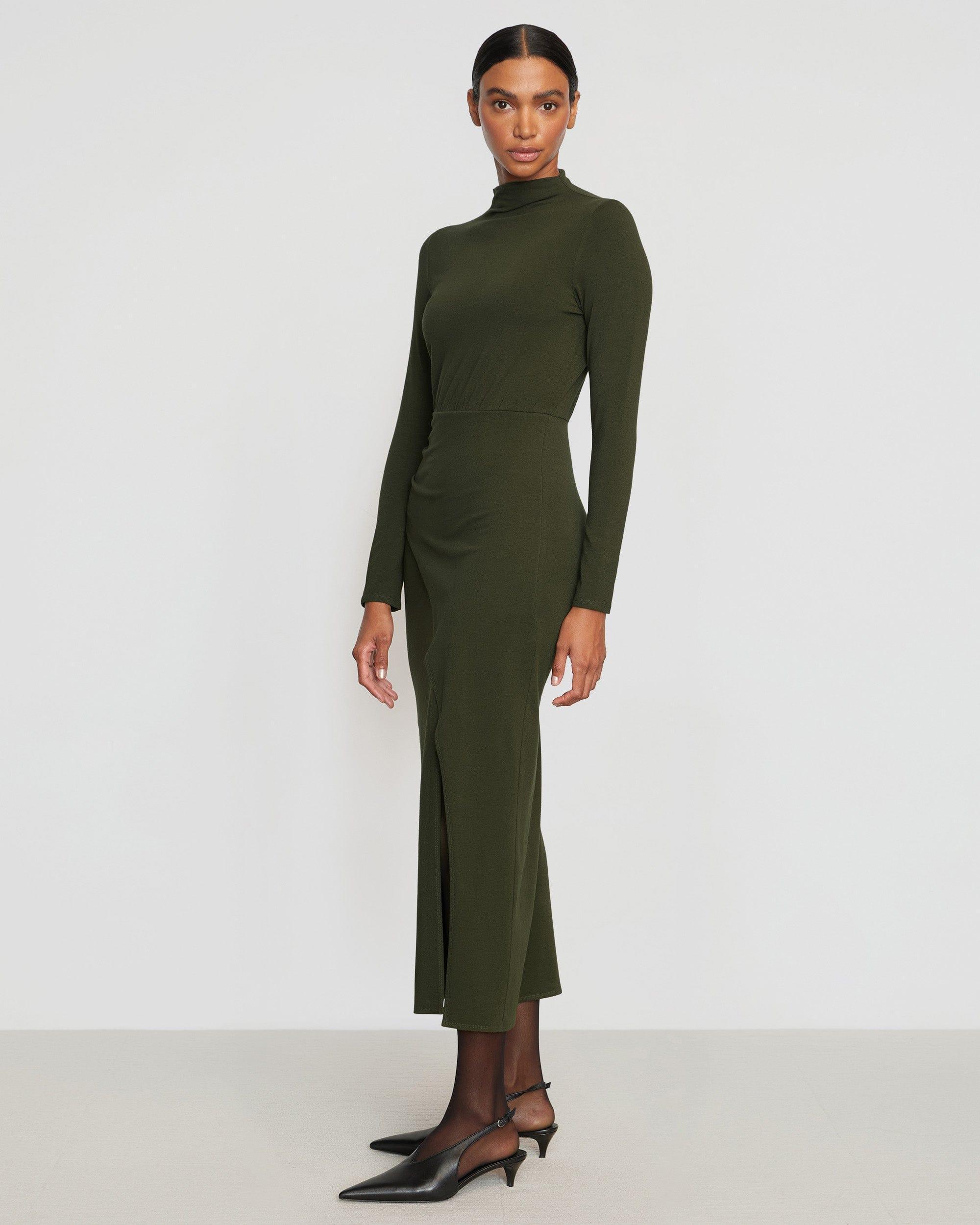 Suki Mock-Neck Side-Slit Dress Product Image