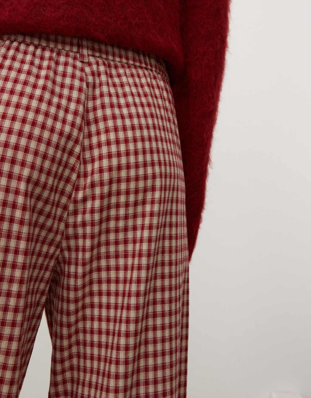 Reclaimed Vintage wide leg tailored pants in red plaid Product Image