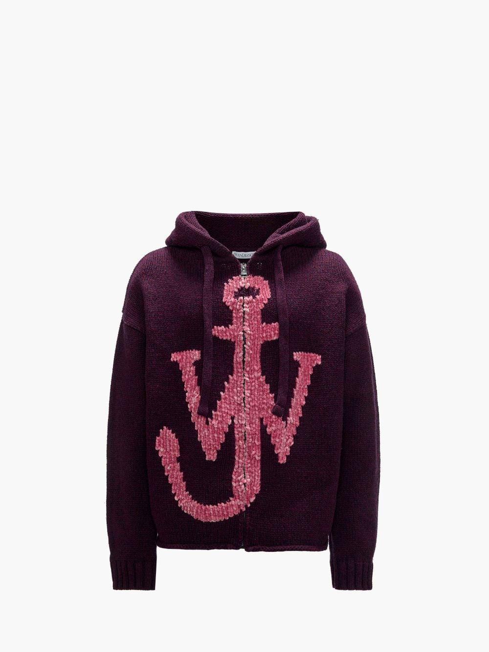 ANCHOR LOGO HOODIE WITH ZIP in purple | JW Anderson US  Product Image