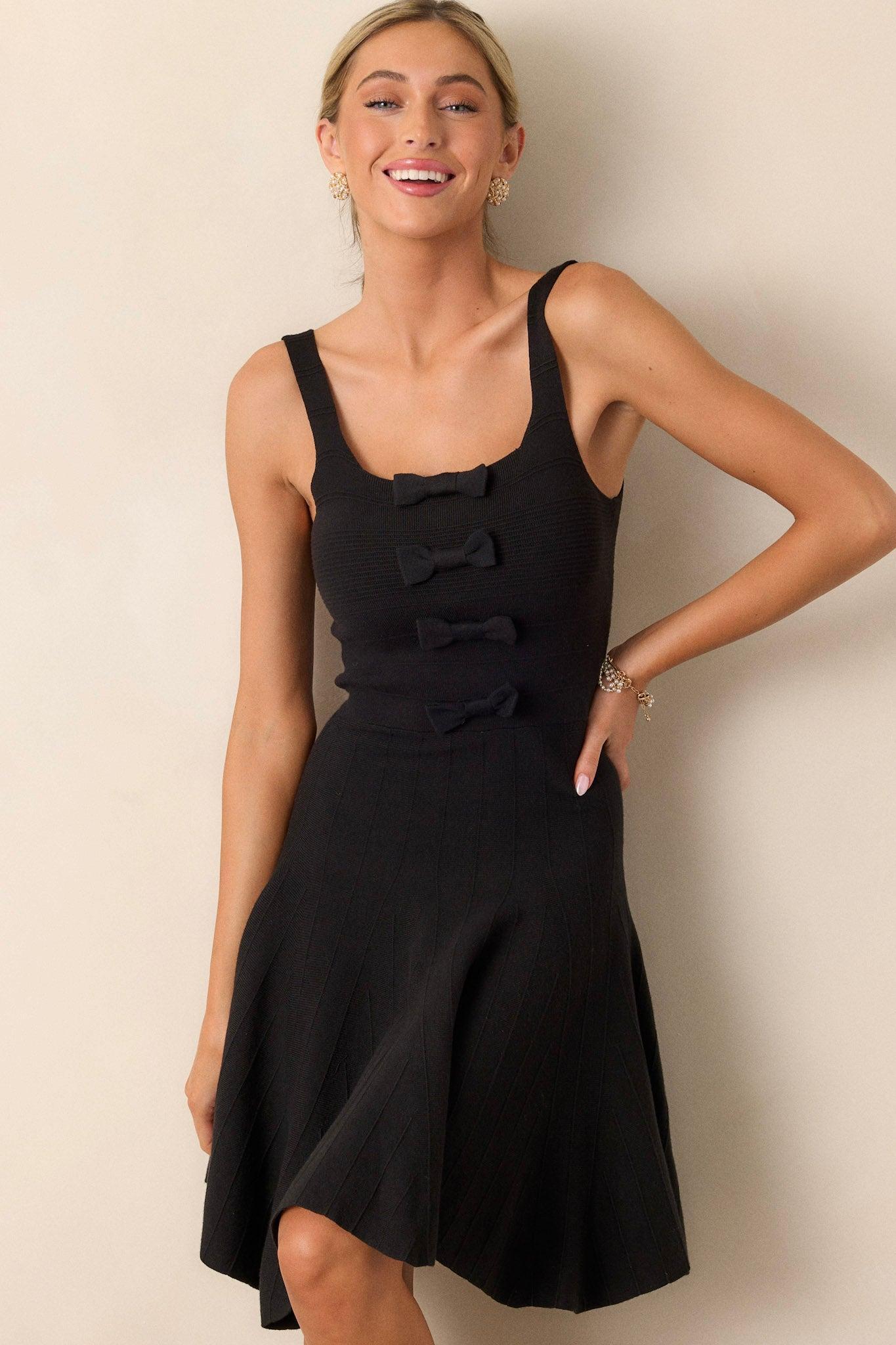 River of Dreams Black Ribbed Sleeveless Mini Dress Product Image