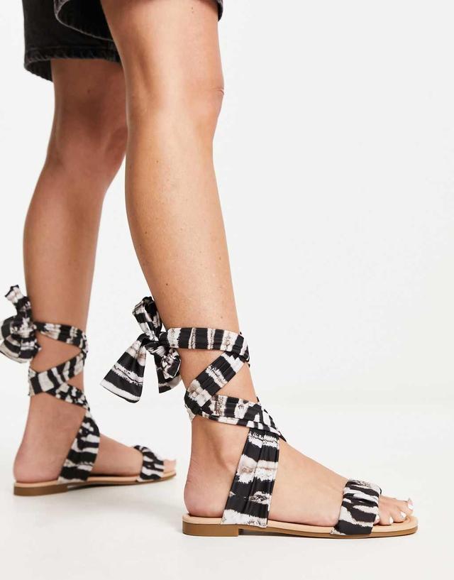 South Beach fabric tie around sandal in zebra Product Image