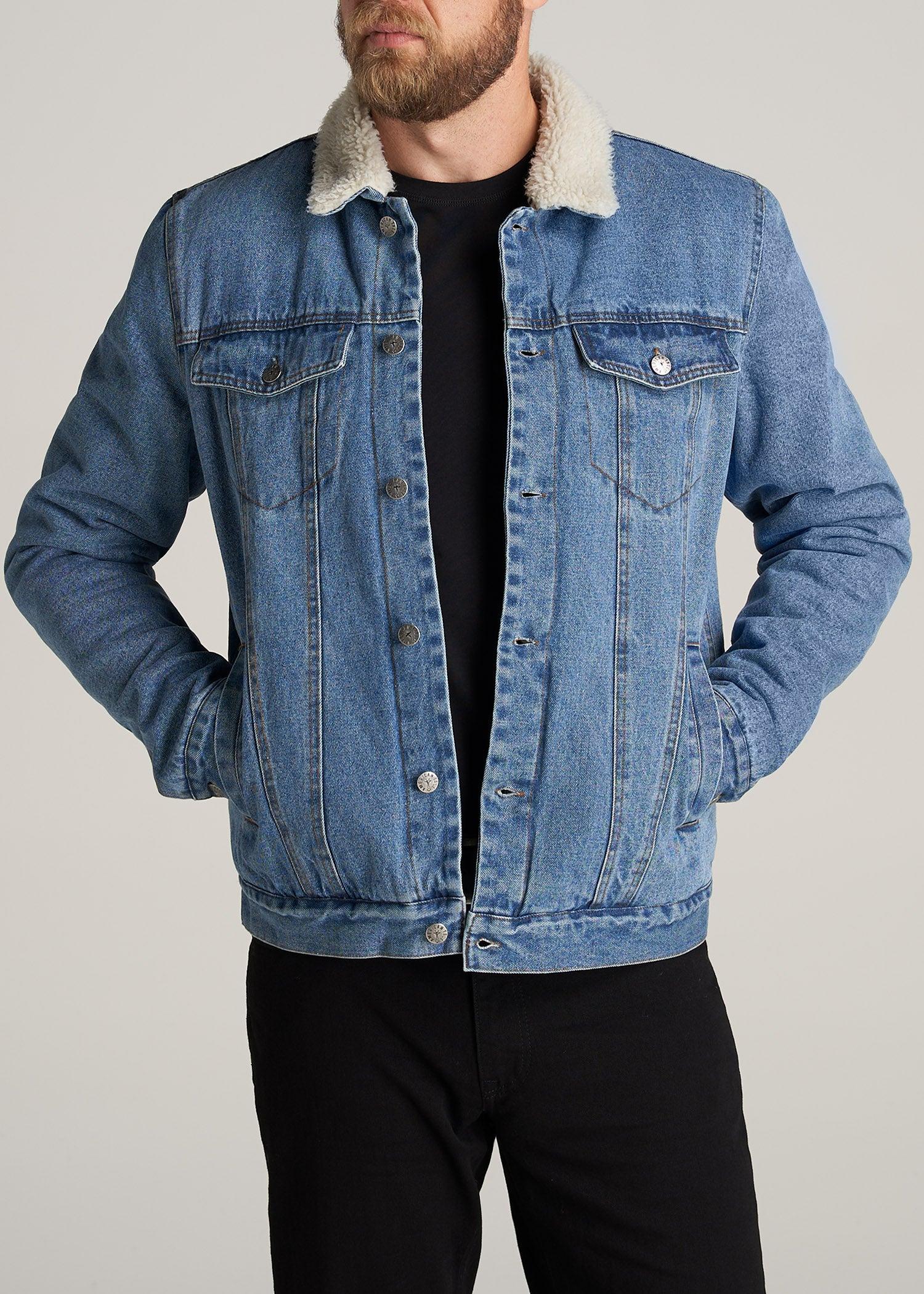 Denim Sherpa Tall Men's Jacket in Stonewash Blue product image