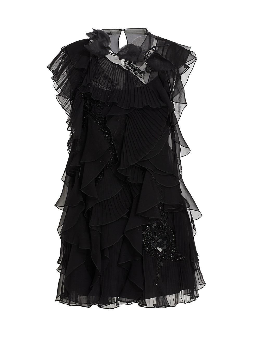 Womens Ruffle Chiffon Minidress Product Image