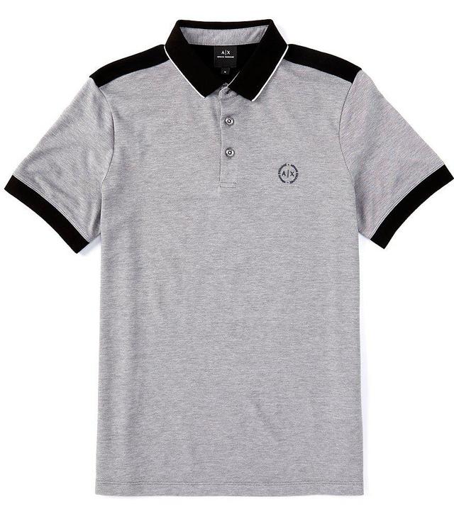 Armani Exchange Contrasting Color Short Sleeve Polo Shirt Product Image