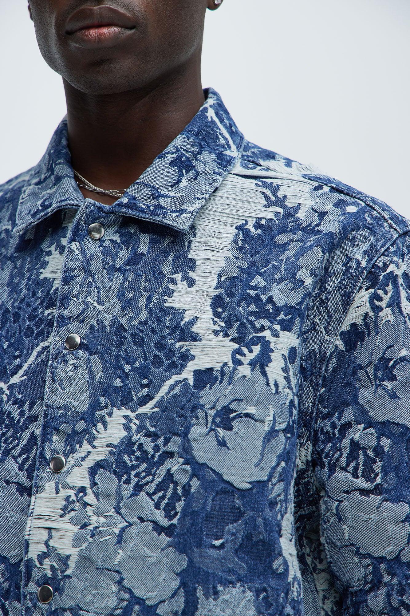 Inspired Jacquard Denim Shirt - Dark Wash Product Image