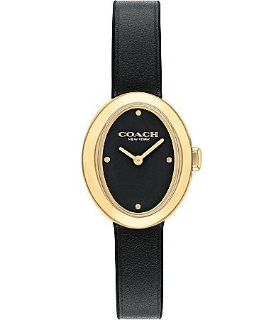 COACH Womens Sammy Quartz Analog Black Leather Strap Watch Product Image