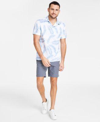 Club Room Mens Leaf Print Short Sleeve Tech Polo Shirt Stretch Cotton Shorts Created For Macys Product Image