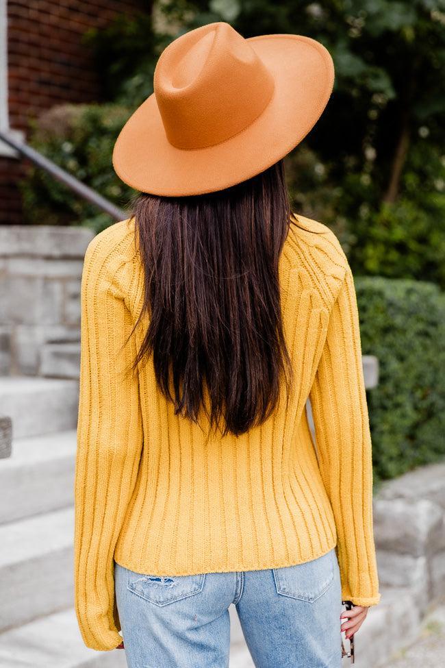 Letting You Go Mustard Chenille Turtleneck Sweater Product Image