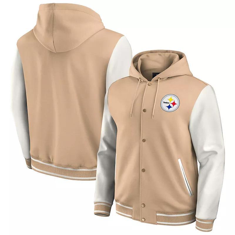 Mens Darius Rucker Collection by Fanatics Tan Pittsburgh Steelers Baseball Full-Snap Tri-Blend Hoodie Jacket Product Image