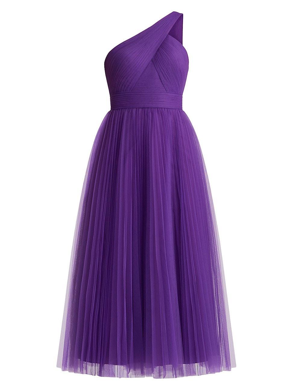 Womens One-Shoulder Pleated Cocktail Dress Product Image