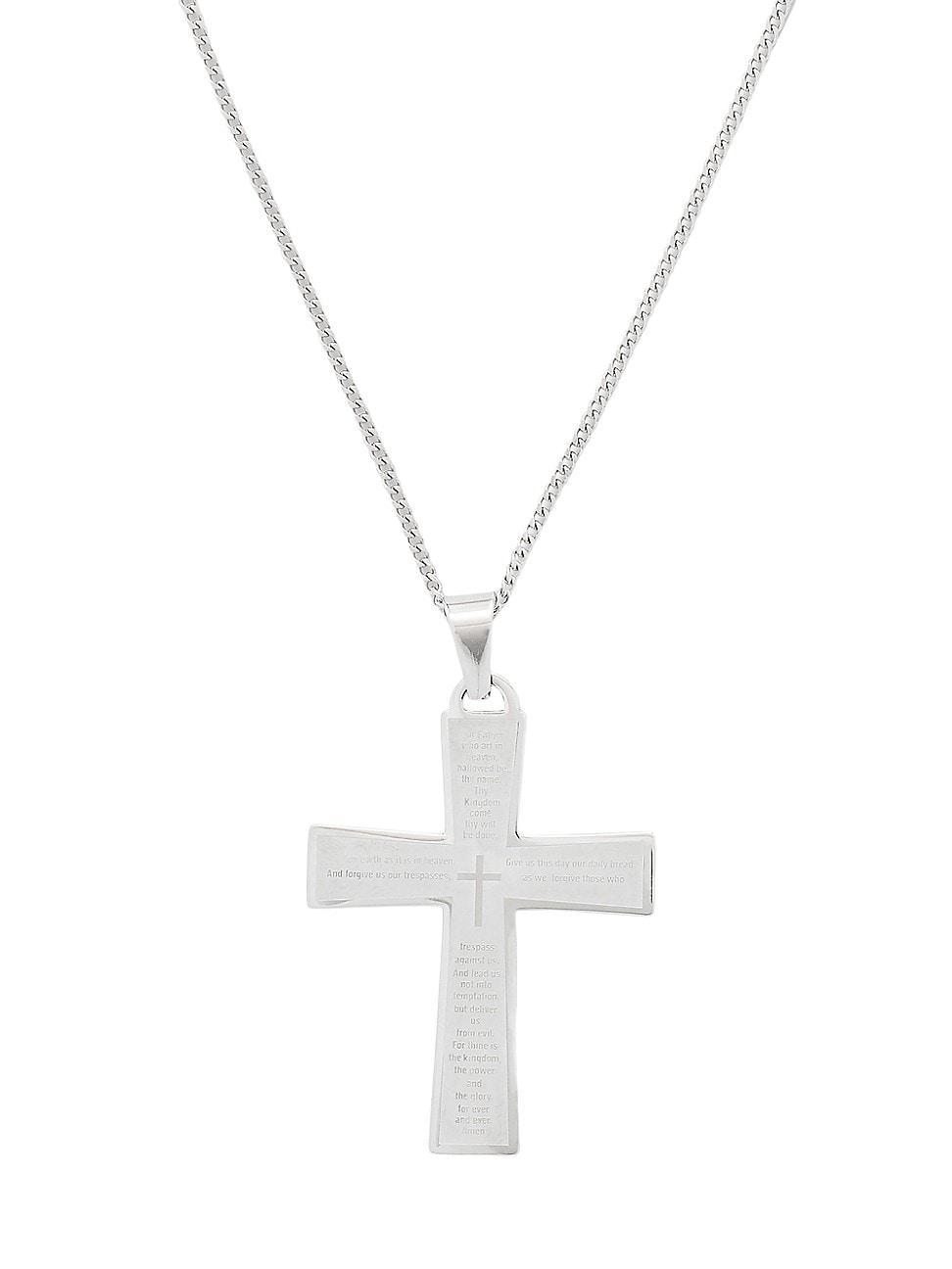 Brook and York Mens Lords Prayer Cross Pendant Necklace Product Image