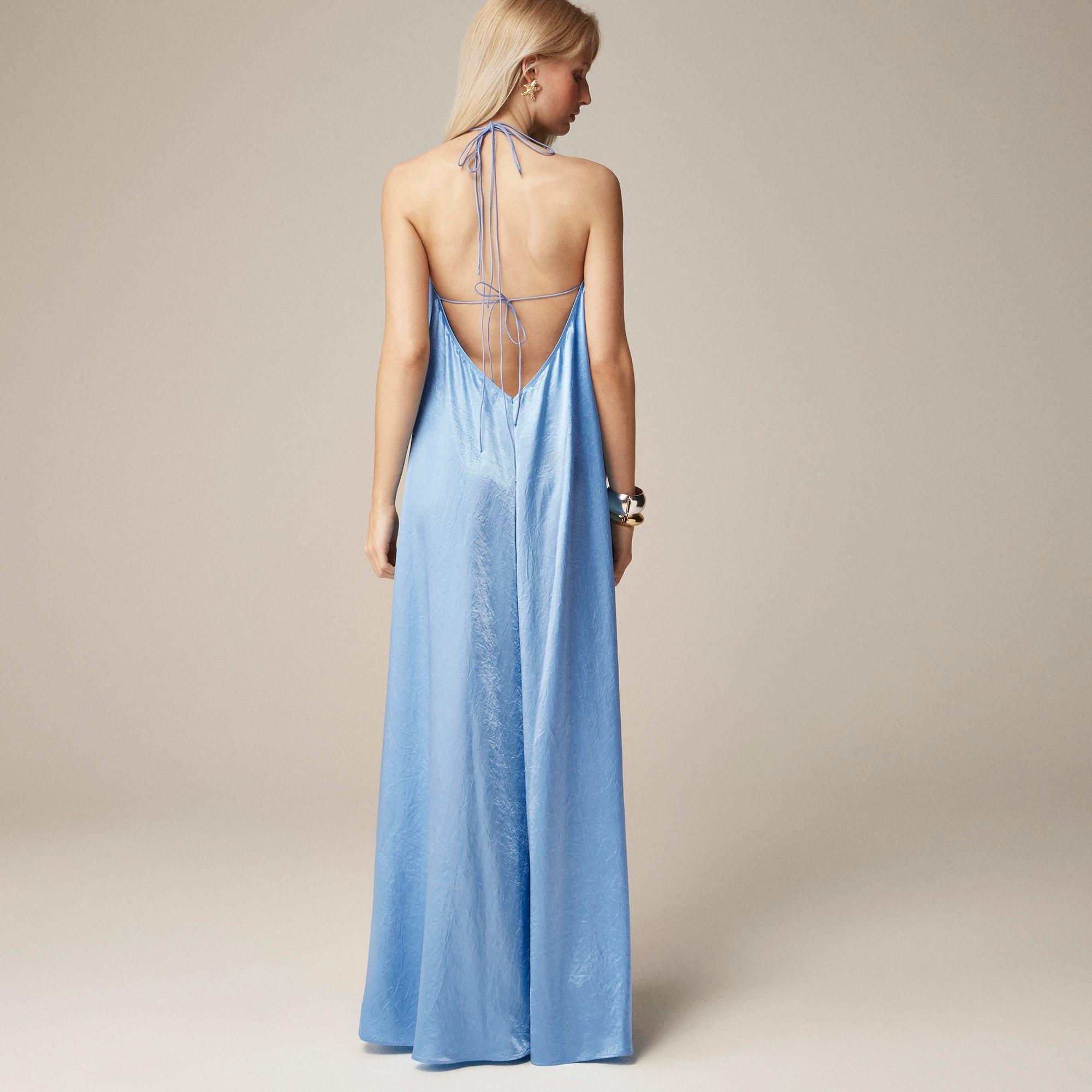 Anna October© X J.Crew halter slip dress in textured satin Product Image